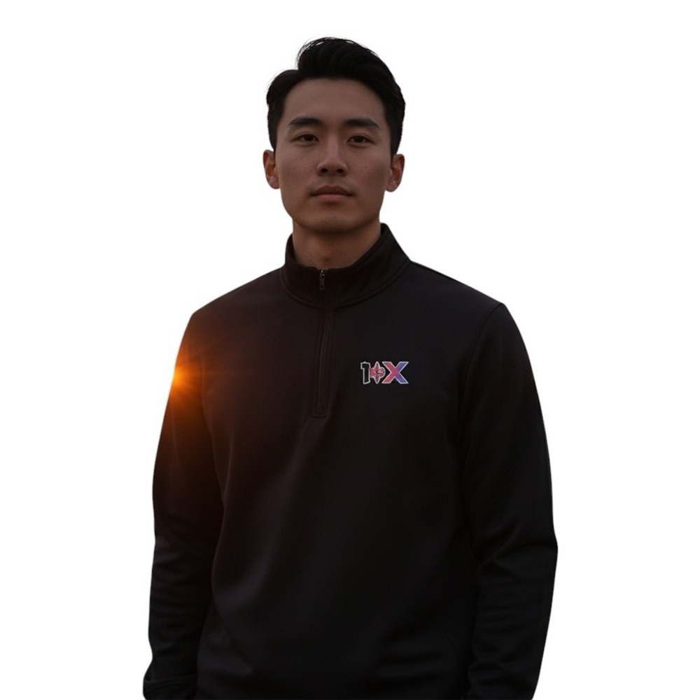 IOX Black Quarter Zip Pullover Men's Medium Performance Golf Athletic Shirt Top - Picture 2 of 12
